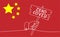 China zero COVID policy concept. Hand holding placard with text on background of china flag