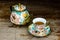 Chinaware tea pod and small drinking bowls