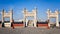 Chinese ancient marble gate of the Temple of Heaven against a blue sky. Asian architectural background. Temple of Heaven