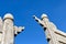 Chinese ancient marble gate of the Temple of Heaven against a blue sky. Graphic Architectural Details. Temple of Heaven