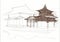Chinese architecture sketching drawing design house building sketch
