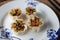 Chinese authentic traditional dish: Cantonese style shumai with rice and pork beef, closeup