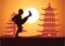 Chinese Boxing Kung Fu martial art famous sport,monk Train to fight,around with Chinese temple