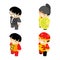 Chinese boys new year wear flat design characters set vector illustration