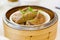 Chinese braised Pork Liver Dim Sum in Bamboo Steamer