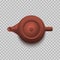 Chinese brown teapot. Top view. Isolated. Vector