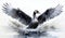 Chinese Brush Painting Graceful Black Swan Flick Generative AI