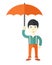 Chinese businessman with umbrella as protection