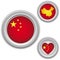 Chinese Buttons with heart, map