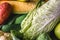 Chinese cabbage close-up, macro shot with soft focus.