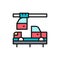 Chinese car industry, automotive factory flat color line icon.