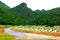 Chinese Cemetery for burial of people with green plant and forest for background at Kanchanaburi, Thailand