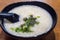 Chinese century egg congee with pork mince