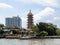 Chinese Chee Chin Khor Temple seen from the Chao Phraya River in Bangkok, Thailand