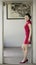 Chinese cheongsam model in Chinese classical garden