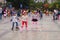 Chinese children learn roller skating on Sunday