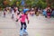 Chinese children learn roller skating on Sunday