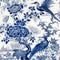 Chinese chinoiserie, realistic Limosa birds with peonies garden mural painting