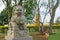 Chinese classical Buddah and stone lions in a Temple