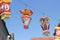 Chinese colorful silk lanterns on blue sky