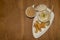 Chinese congee & Porridge & with Chinese breadstick and coffee as a breakfast set