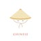 Chinese conical hat and eyes.
