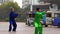 Chinese couple practice Tai Chi in Nanjing Road Shanghai China