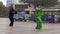 Chinese couple practice Tai Chi in Nanjing Road Shanghai China