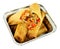 Chinese Crispy Vegetable Spring Rolls In Aluminium Take Away Tray