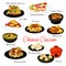 Chinese cuisine Asian dishes of seafood and meat