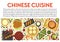 Chinese cuisine, banner with traditional dishes and ingredients