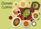 Chinese cuisine dinner icon for asian food design