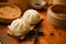 Chinese cuisine, Fresh steamed pork buns on a wood plate