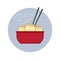 Chinese cuisine logo. Asian food emblem. Chinese dumplings and chopsticks.