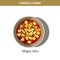 Chinese cuisine Mapo tofu traditional dish food vector icon for restaurant menu