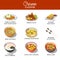 Chinese cuisine traditional dishes vector flat icons set