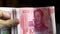 Chinese currency banknotes. Chinese yuan.