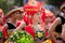 Chinese dancing girl in Zhuang ethnic Festival