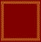 Chinese decorative yellow square frame on red background .