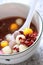 Chinese dessert, red bean soup with rice ball