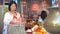 Chinese devotee burn joss stick and candle