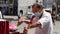 Chinese devotee hold and burn the joss stick