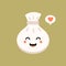 Chinese dim sum cute kawaii vector characters. Asian dish with smiling face. Eastern traditional cuisine. Dumpling with spices.