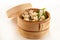 Chinese dim sum dumplings in bamboo basket