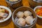 Chinese dimsum- steamed stuffed shrimp crystal dumpling in restaurant