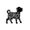 Chinese dog year zodiac. Black dog with white ornament.