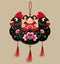 Chinese Double-head Rooster sachet bunting