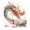 Chinese dragon children's book illustation style on white background