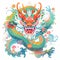 Chinese dragon children's book illustation style on white background