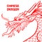 Chinese dragon hand drawn contour drawing